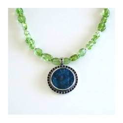 Michal Kirat Green Peridot Beads Necklace w... | Roman Glass Necklaces