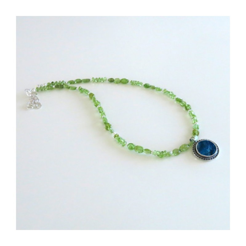 Michal Kirat Green Peridot Beads Necklace w... | Roman Glass Necklaces