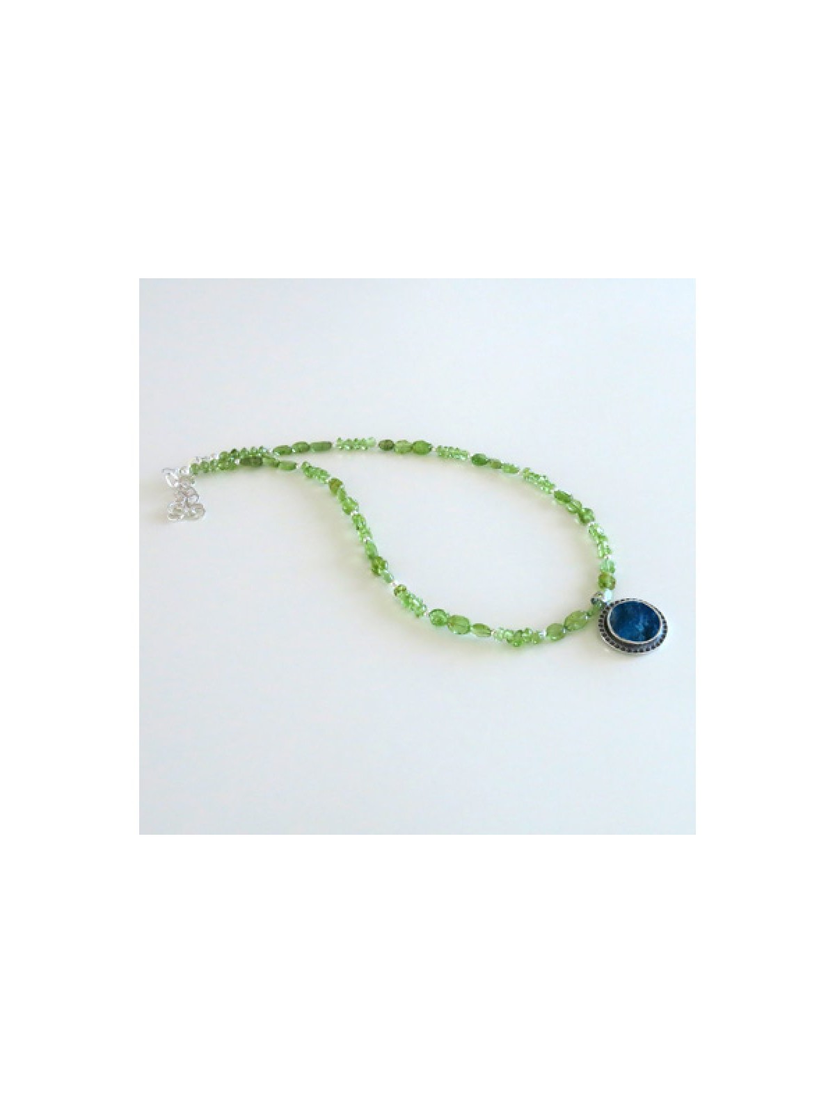 Michal Kirat Green Peridot Beads Necklace w... | Roman Glass Necklaces