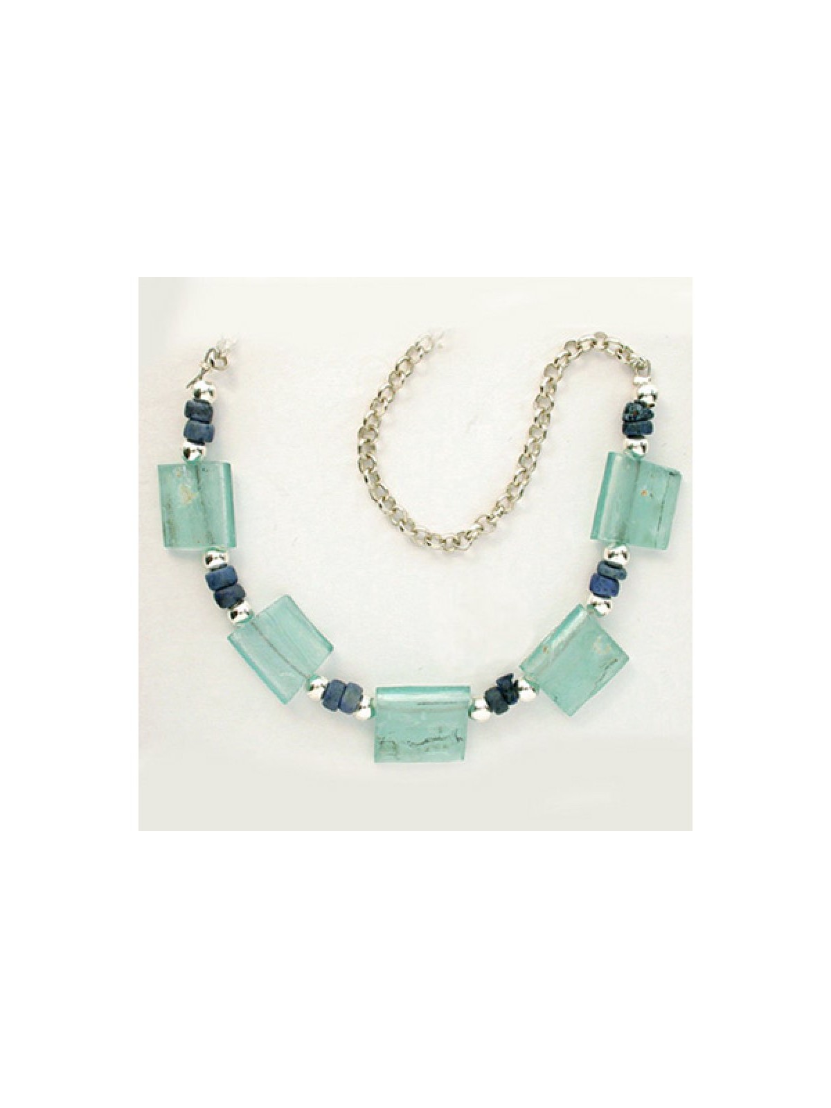 Michal Kirat Roman Glass Silver Necklace wi... | Roman Glass Necklaces