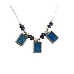 Michal Kirat Ayolite Beads on Silver Neckla... | Roman Glass Necklaces