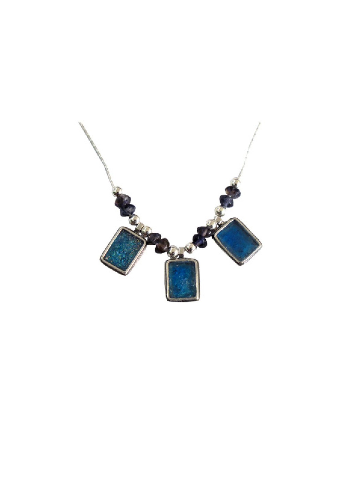 Michal Kirat Ayolite Beads on Silver Neckla... | Roman Glass Necklaces