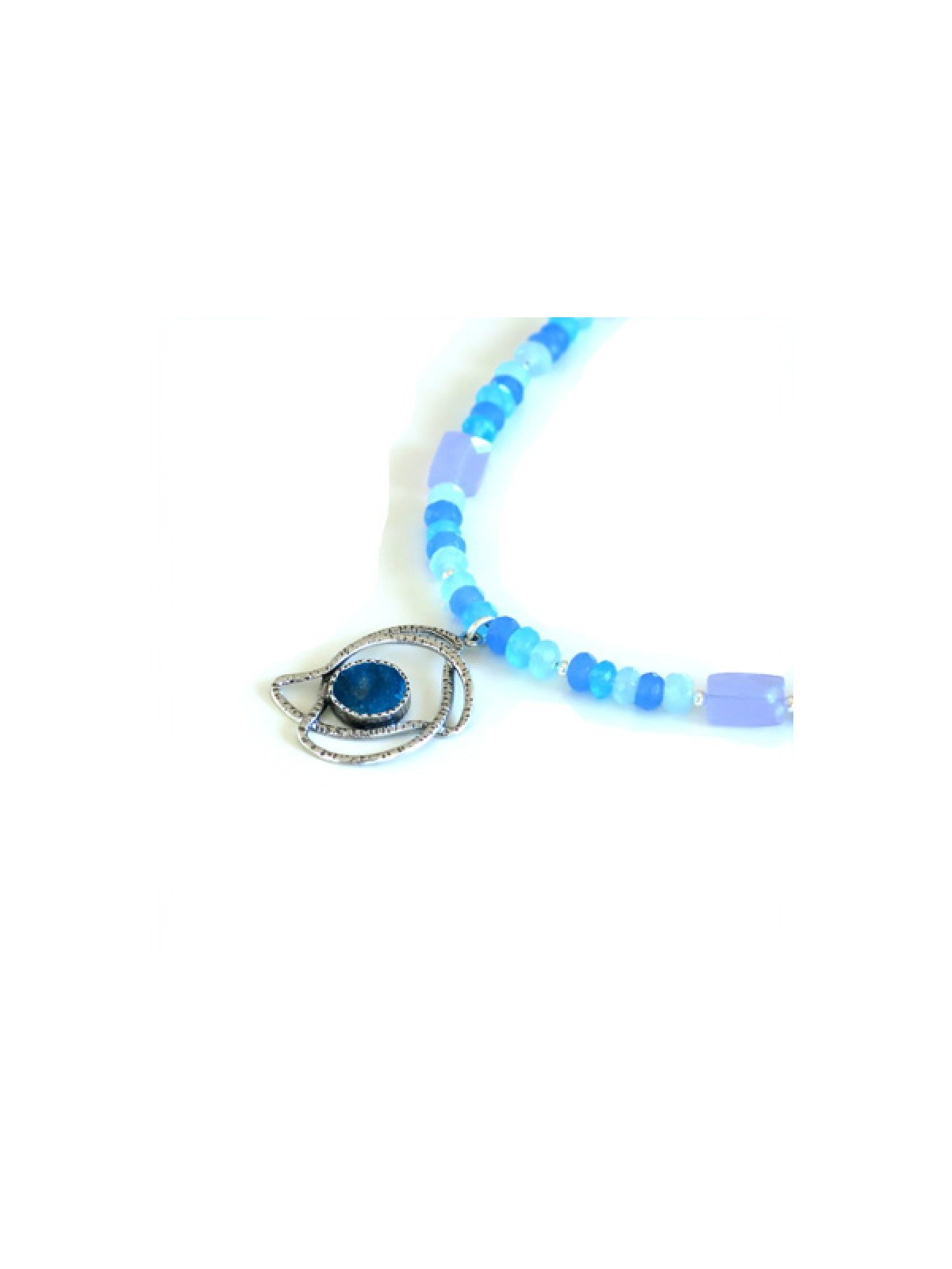 Michal Kirat Blue Crystal Necklace with Rom... | Roman Glass Necklaces