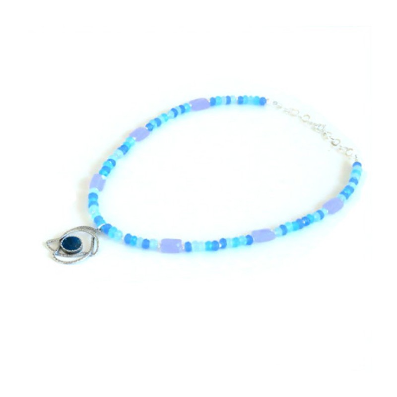 Michal Kirat Blue Crystal Necklace with Rom... | Roman Glass Necklaces
