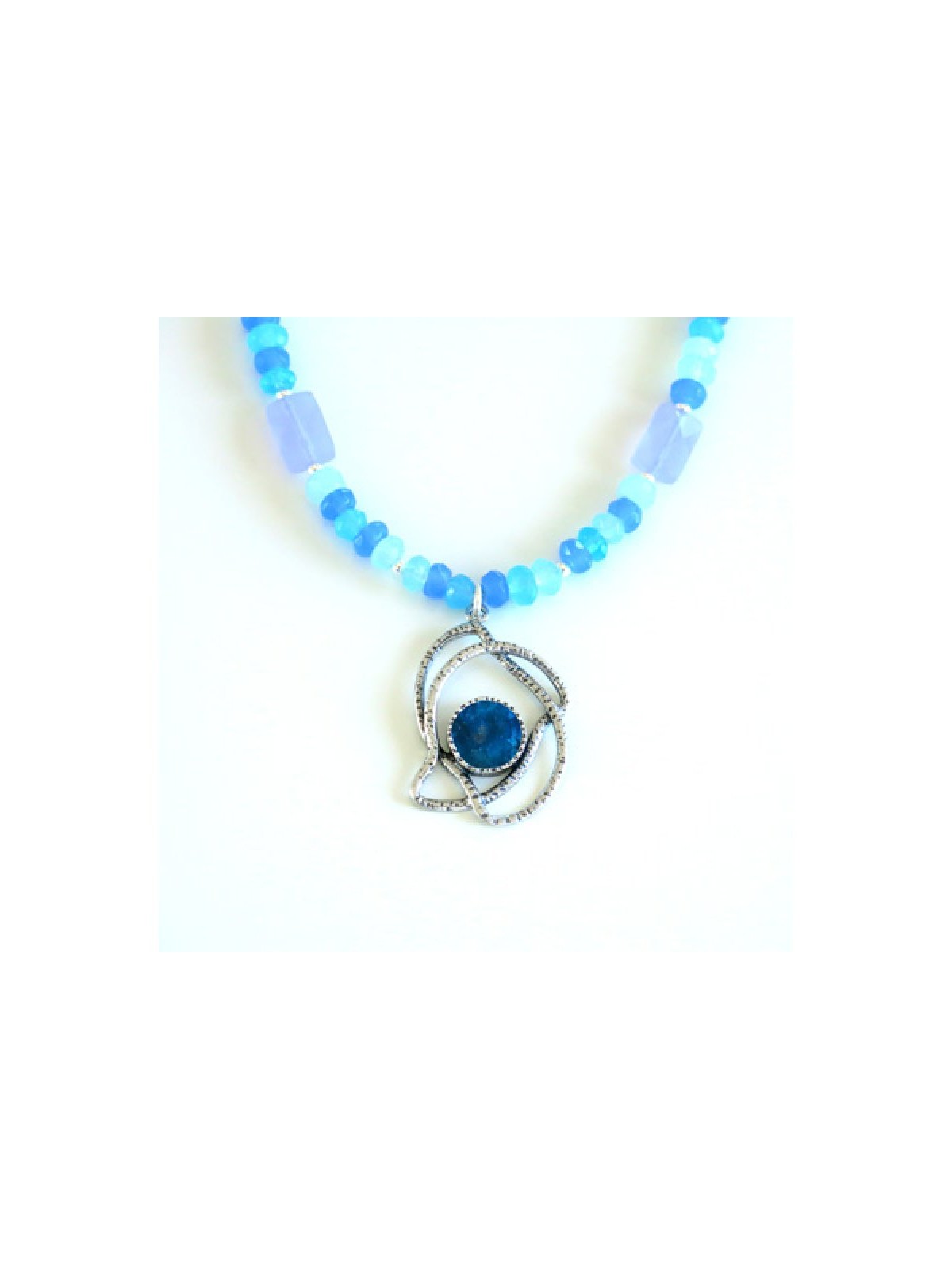 Michal Kirat Blue Crystal Necklace with Rom... | Roman Glass Necklaces