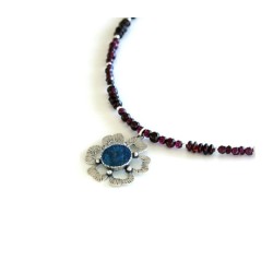 Michal Kirat Red Garnet Necklace with Penda... | Roman Glass Necklaces