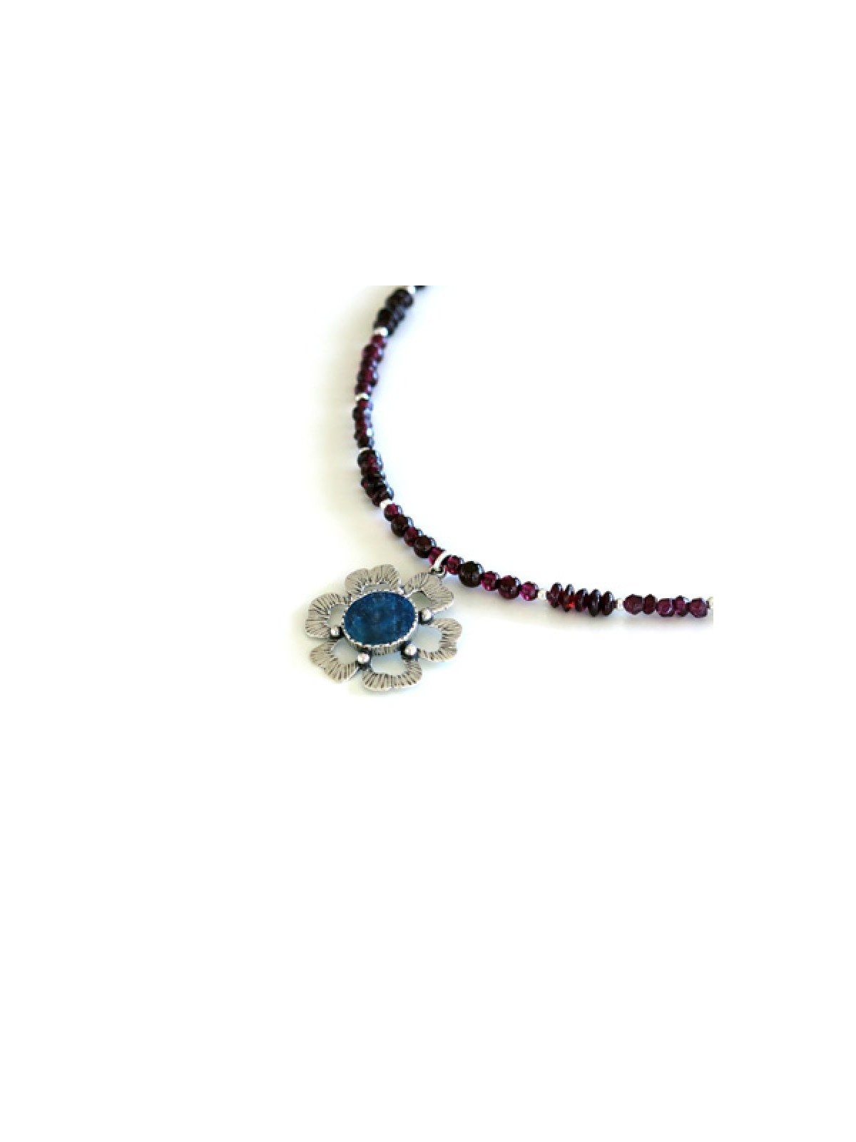 Michal Kirat Red Garnet Necklace with Penda... | Roman Glass Necklaces