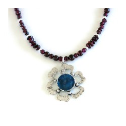 Michal Kirat Red Garnet Necklace with Penda... | Roman Glass Necklaces