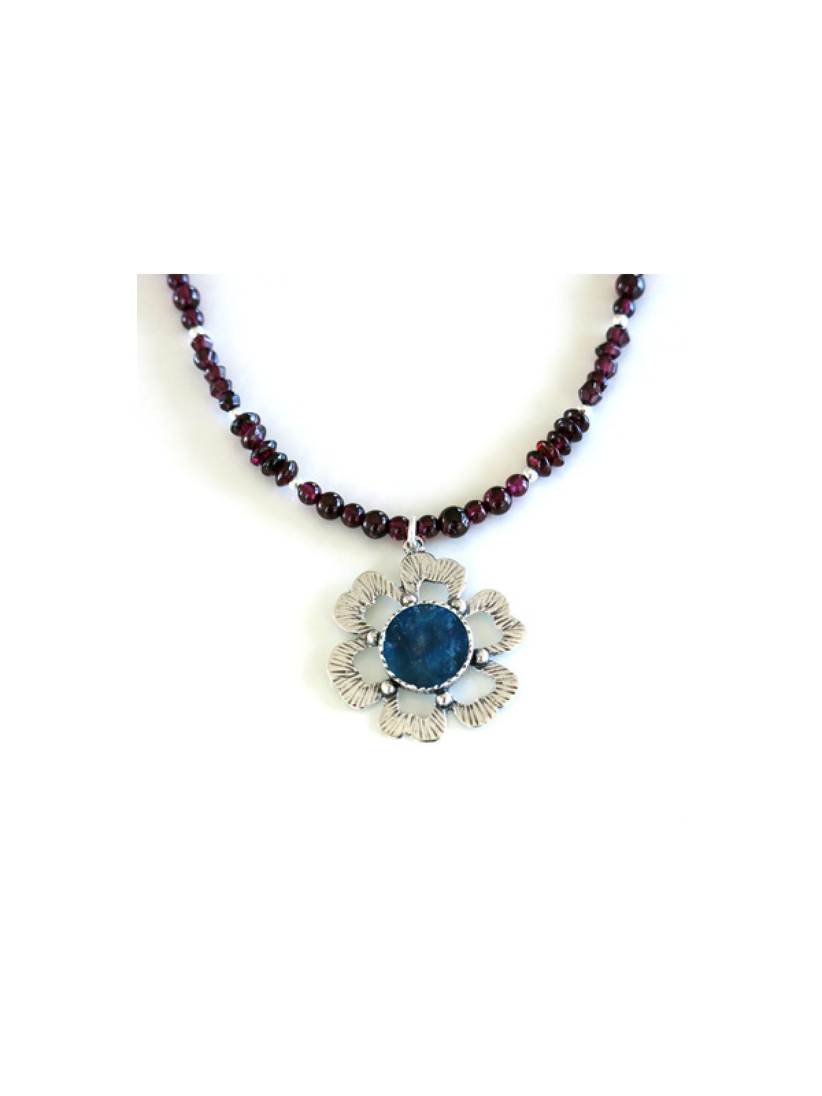 Michal Kirat Red Garnet Necklace with Penda... | Roman Glass Necklaces