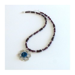 Michal Kirat Red Garnet Necklace with Penda... | Roman Glass Necklaces