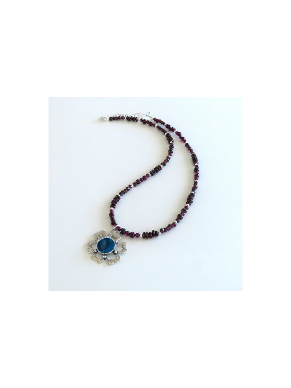 Michal Kirat Red Garnet Necklace with Penda... | Roman Glass Necklaces