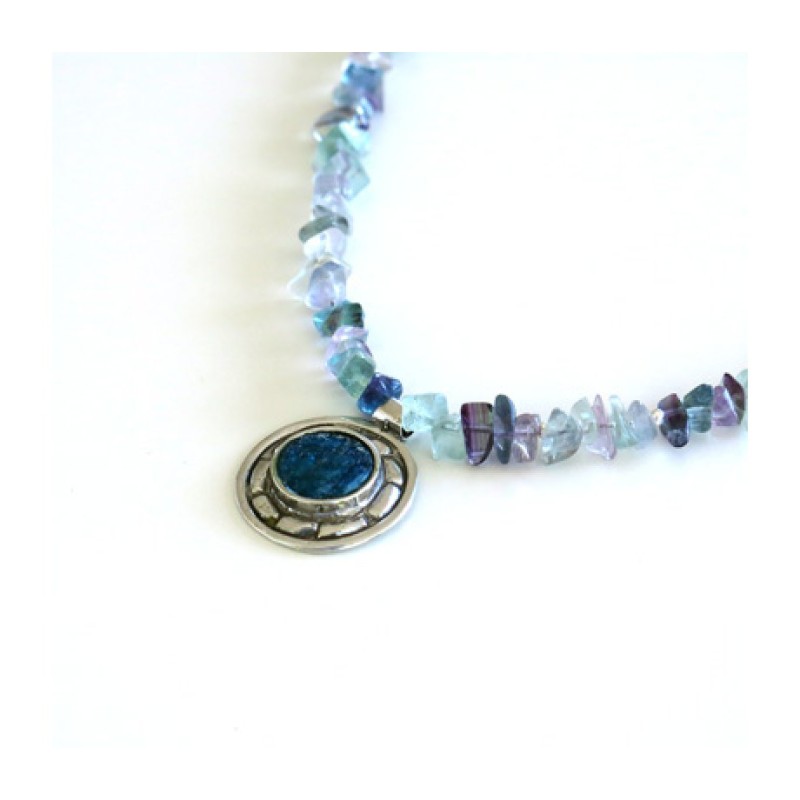 Michal Kirat Shimmering Fluorite Beads Silv... | Roman Glass Necklaces