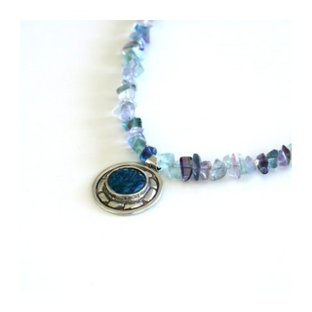 Michal Kirat Shimmering Fluorite Beads Silv... | Roman Glass Necklaces