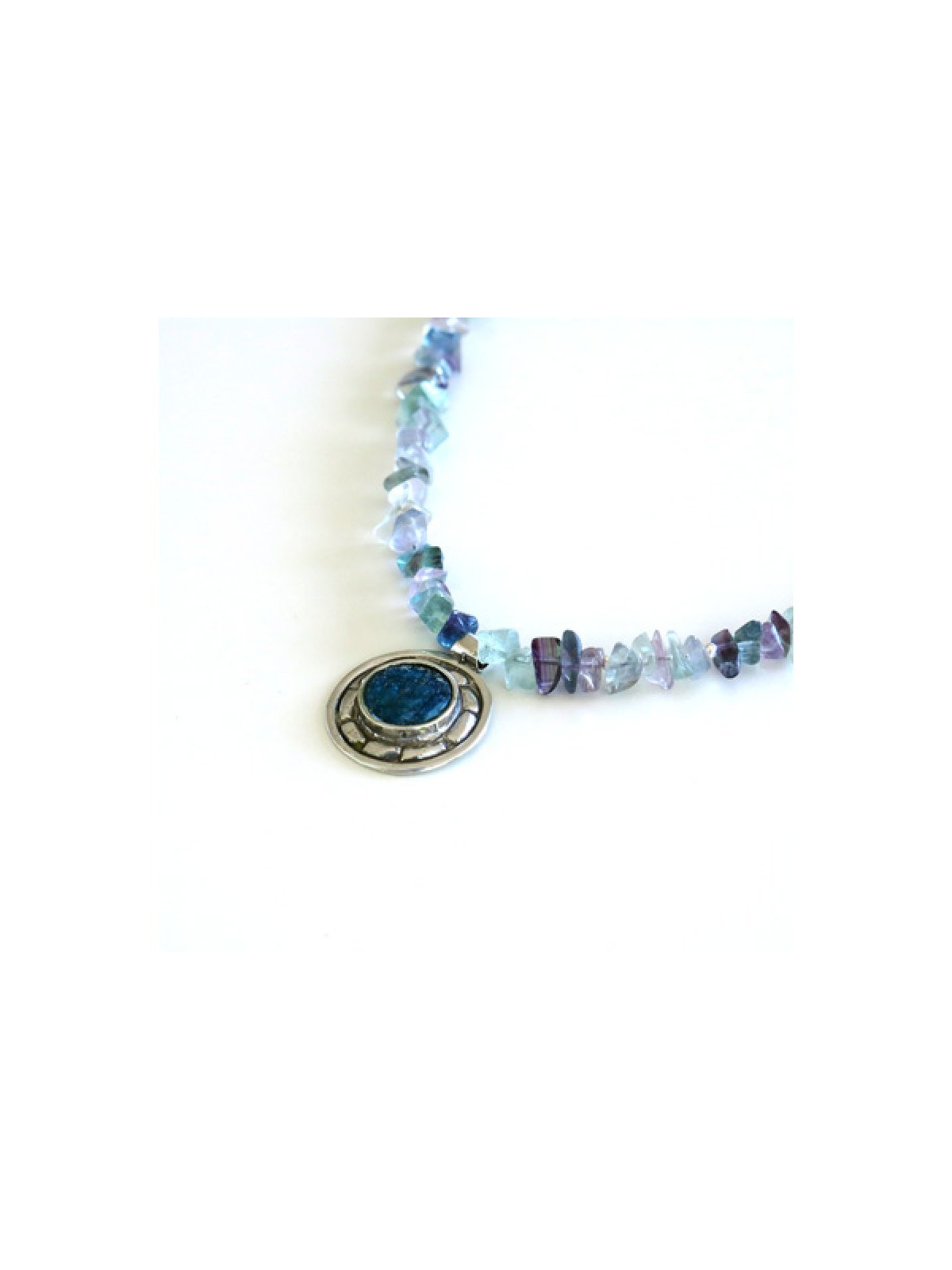 Michal Kirat Shimmering Fluorite Beads Silv... | Roman Glass Necklaces