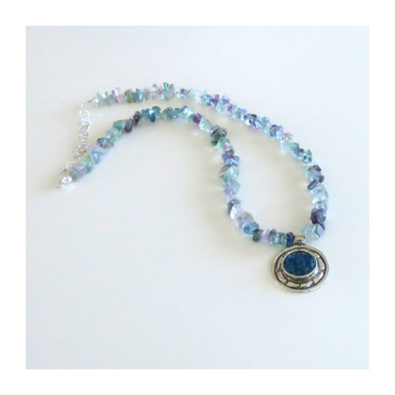 Michal Kirat Shimmering Fluorite Beads Silv... | Roman Glass Necklaces