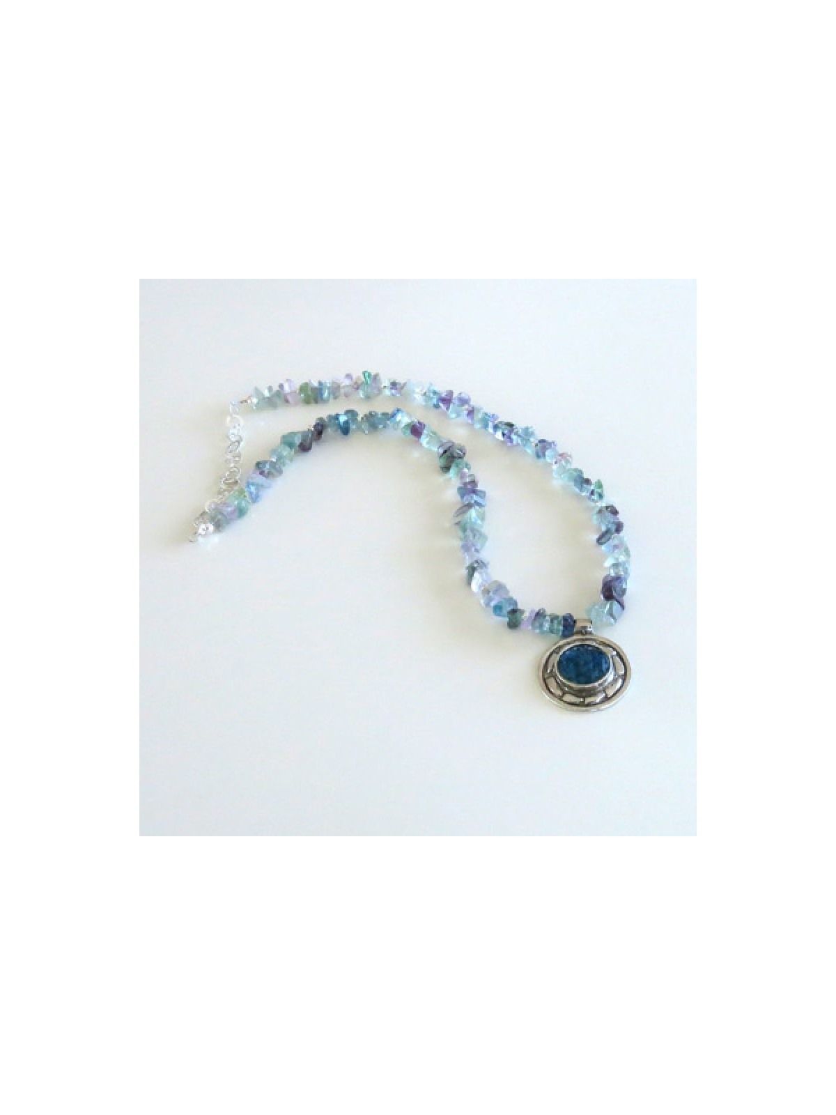 Michal Kirat Shimmering Fluorite Beads Silv... | Roman Glass Necklaces