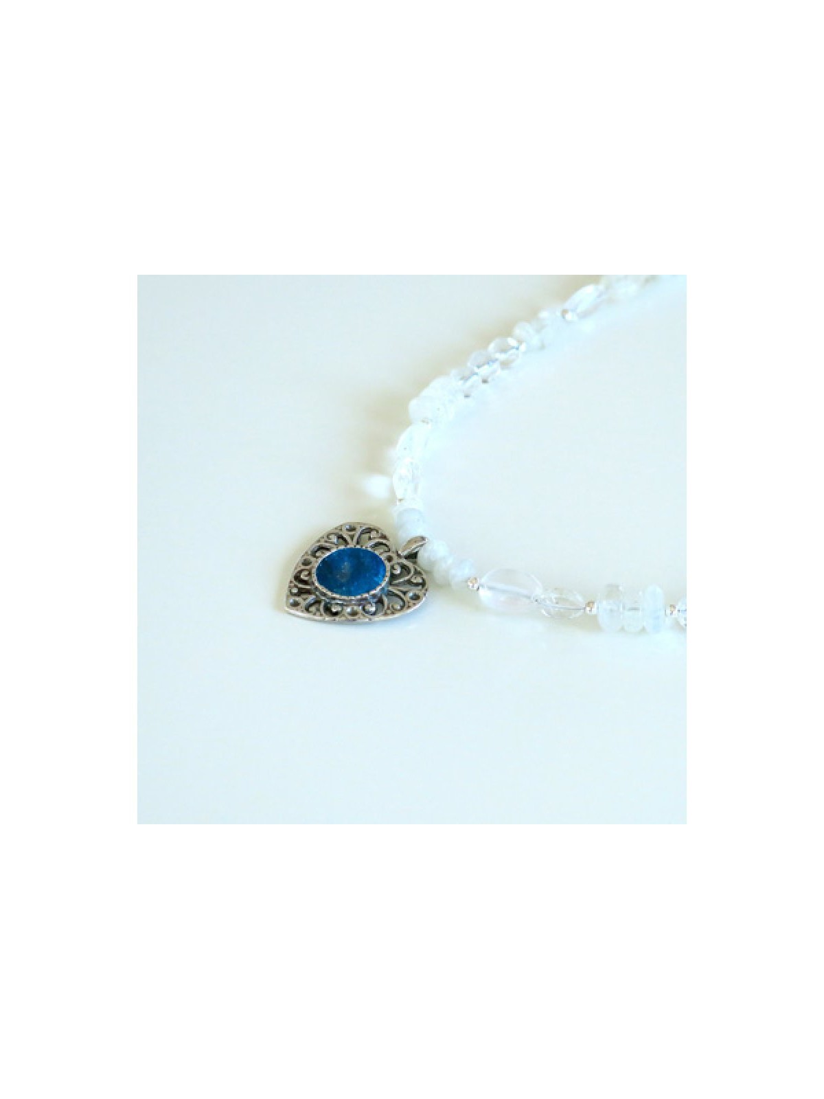 Michal Kirat White Moonstone Necklace with ... | Roman Glass Necklaces