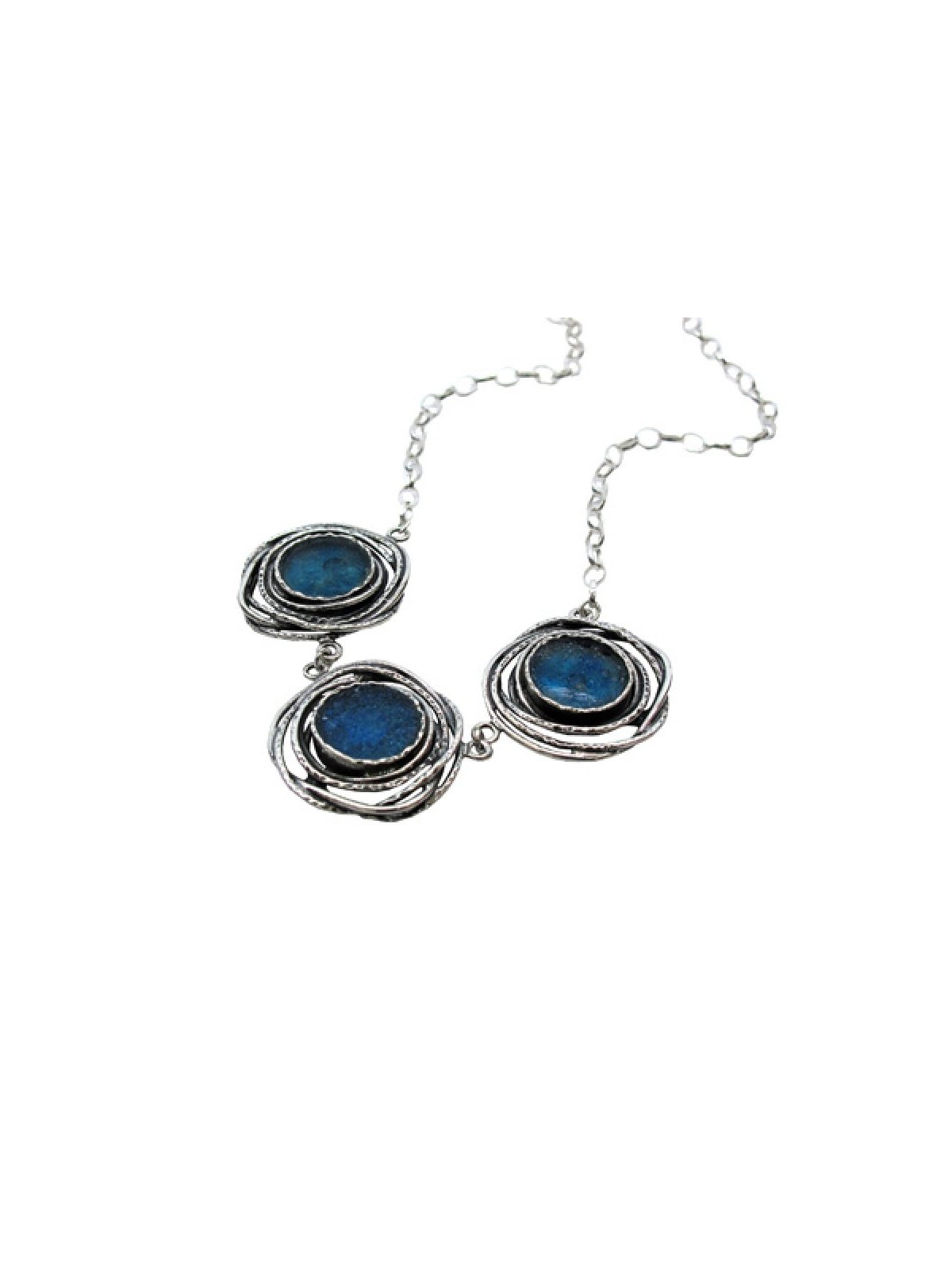 Michal Kirat Three Piece Roman Glass Silver... | Roman Glass Necklaces