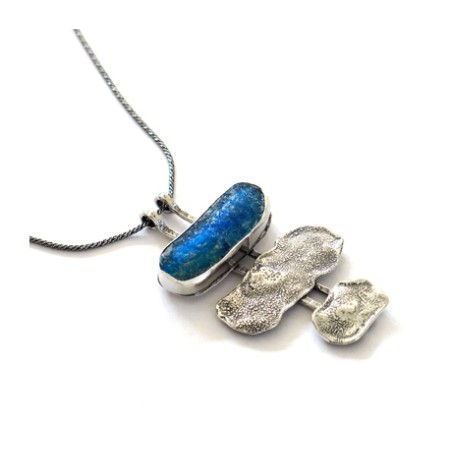 Michal Kirat Silver Necklace with Three pie... | Roman Glass Necklaces