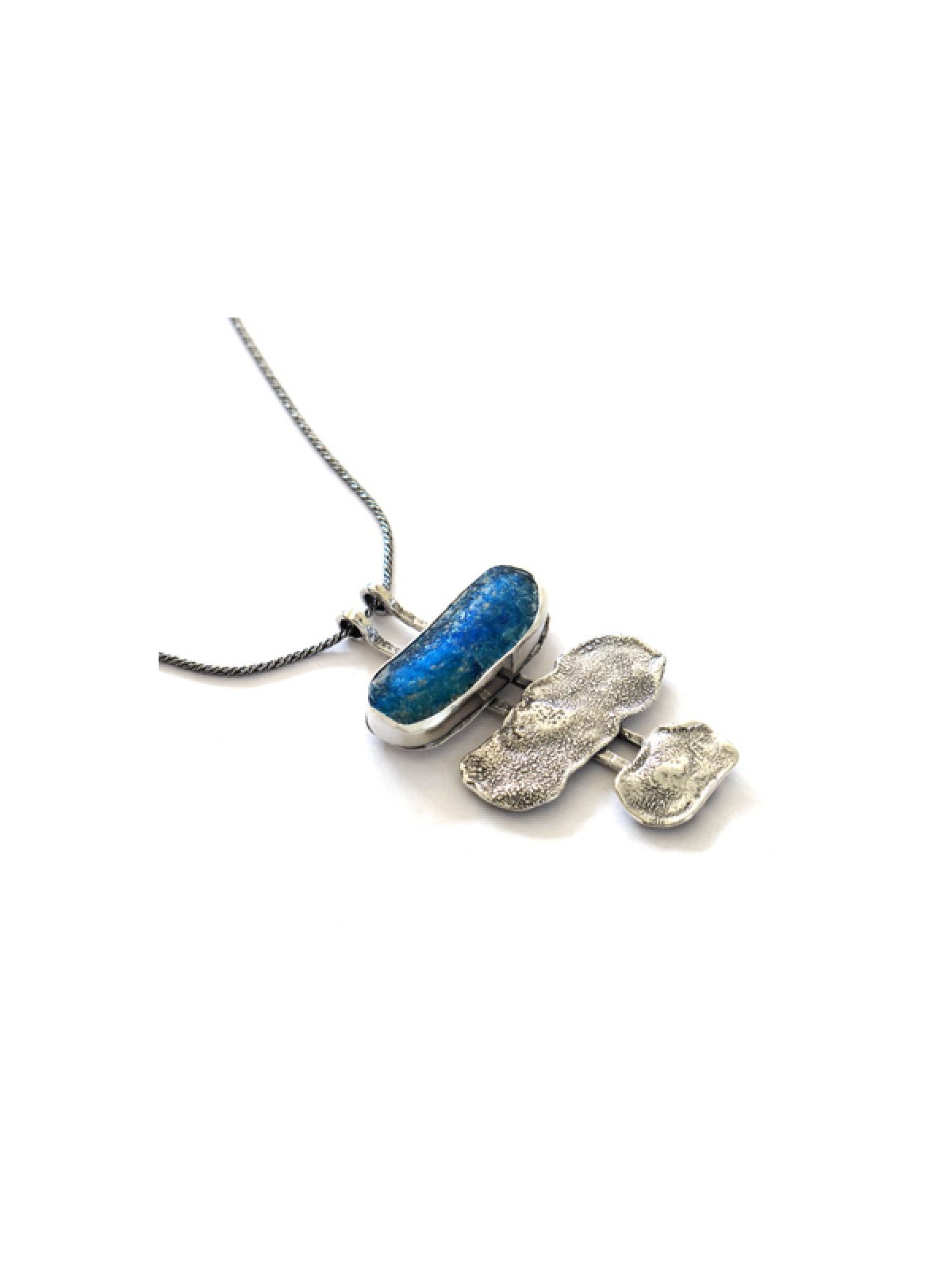 Michal Kirat Silver Necklace with Three pie... | Roman Glass Necklaces