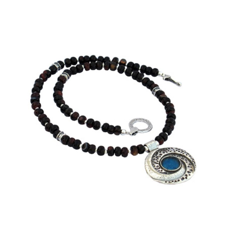 Michal Kirat Black Onyx Necklace with Roman... | Roman Glass Necklaces