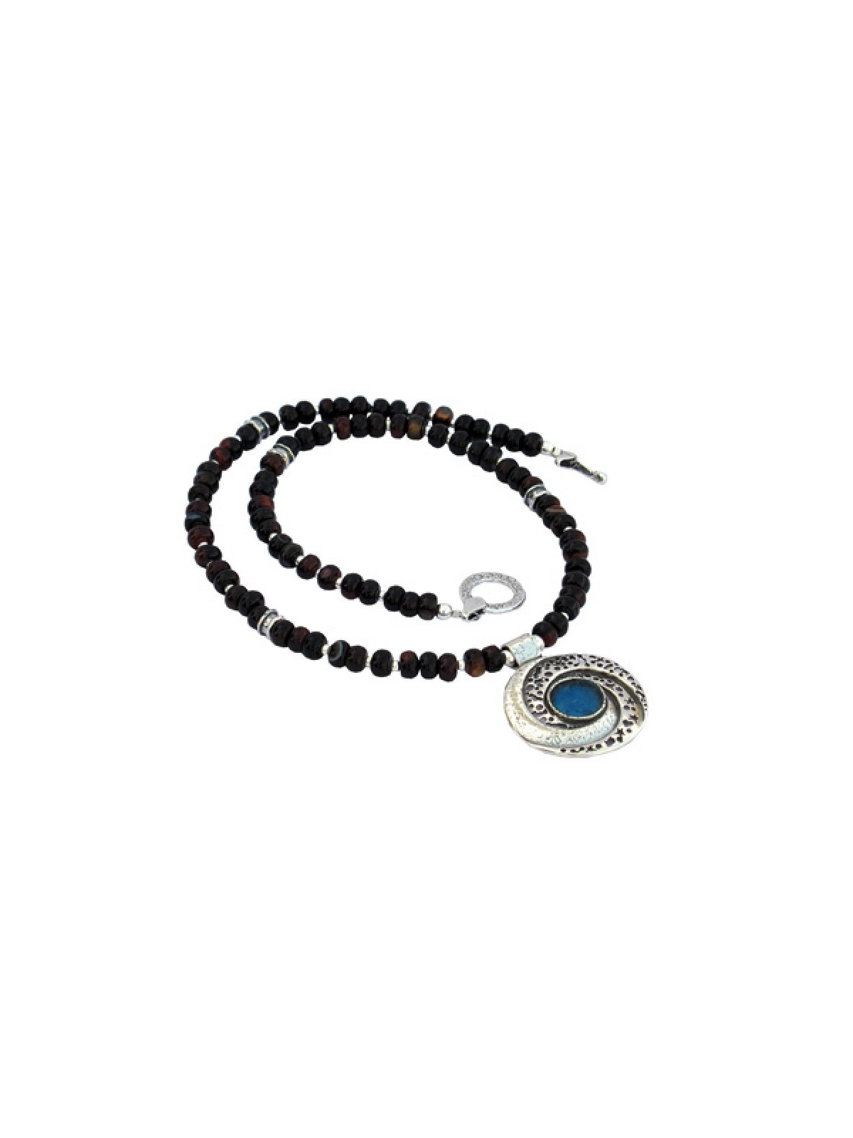 Michal Kirat Black Onyx Necklace with Roman... | Roman Glass Necklaces