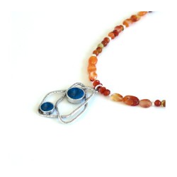Michal Kirat Orange Carnelian Necklace with... | Roman Glass Necklaces