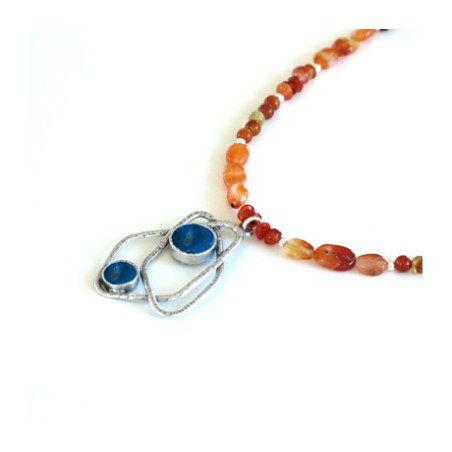 Michal Kirat Orange Carnelian Necklace with... | Roman Glass Necklaces