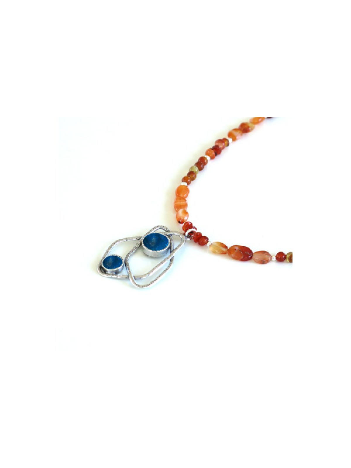 Michal Kirat Orange Carnelian Necklace with... | Roman Glass Necklaces