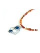 Michal Kirat Orange Carnelian Necklace with... | Roman Glass Necklaces