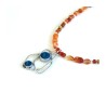 Michal Kirat Orange Carnelian Necklace with... | Roman Glass Necklaces