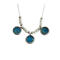 Michal Kirat Freshwater Pearls Silver Neckl... | Roman Glass Necklaces