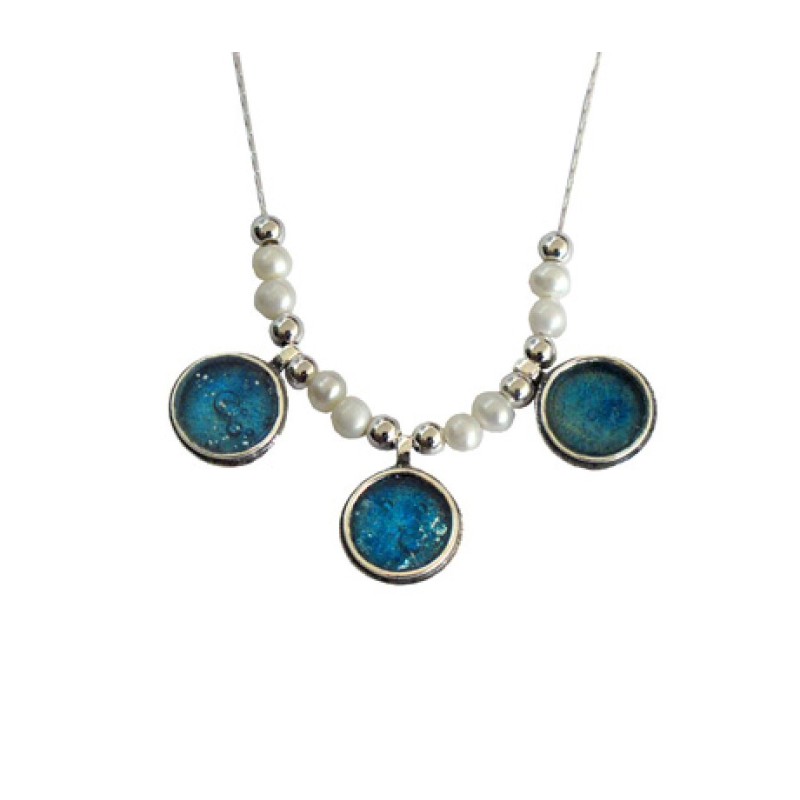 Michal Kirat Freshwater Pearls Silver Neckl... | Roman Glass Necklaces