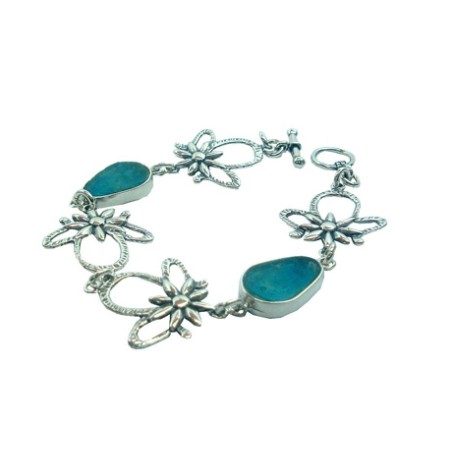 Michal Kirat Bracelet Hammered Sterling Sil... | Roman Glass Bracelets