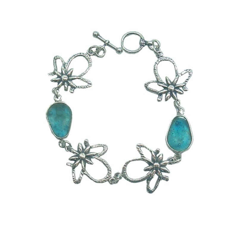 Michal Kirat Bracelet Hammered Sterling Sil... | Roman Glass Bracelets