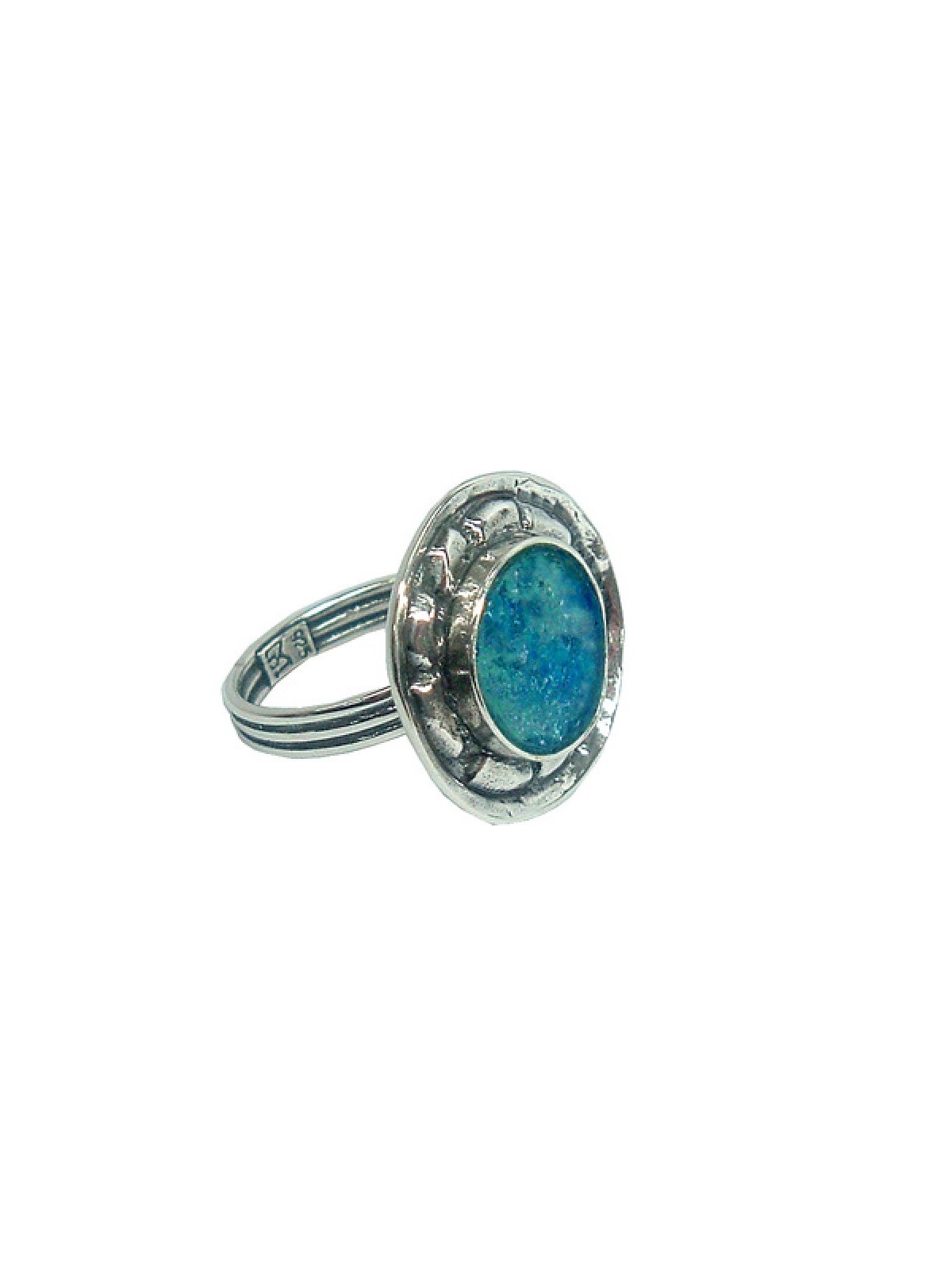 Michal Kirat Sterling Silver Ring with Roman Glass C... | Jewish Rings