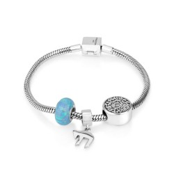 Shema Chai and Opal Silver Charm Bracelet | Judaica Charms