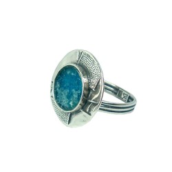 Michal Kirat Sterling Silver Ring with Roman Glass C... | Jewish Rings