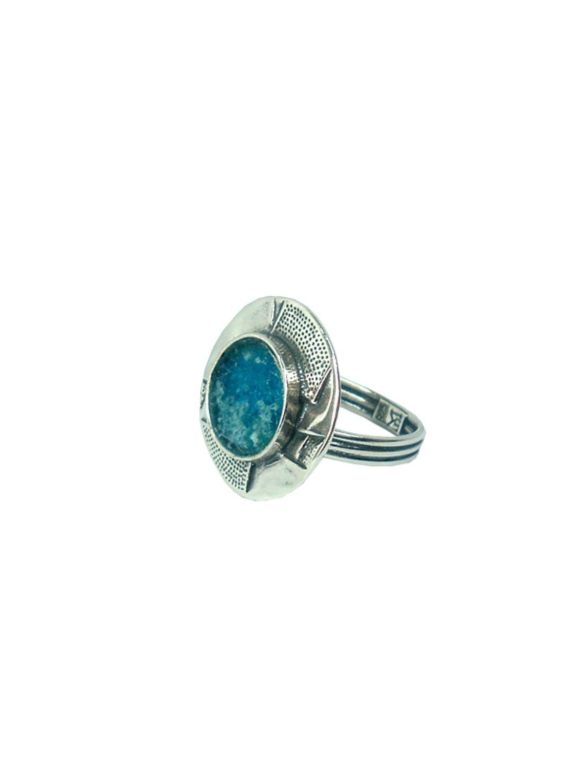 Michal Kirat Sterling Silver Ring with Roman Glass C... | Jewish Rings
