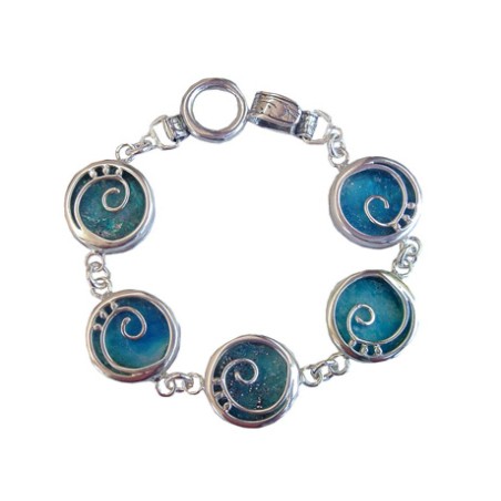Michal Kirat Sterling Silver Bracelet with ... | Roman Glass Bracelets