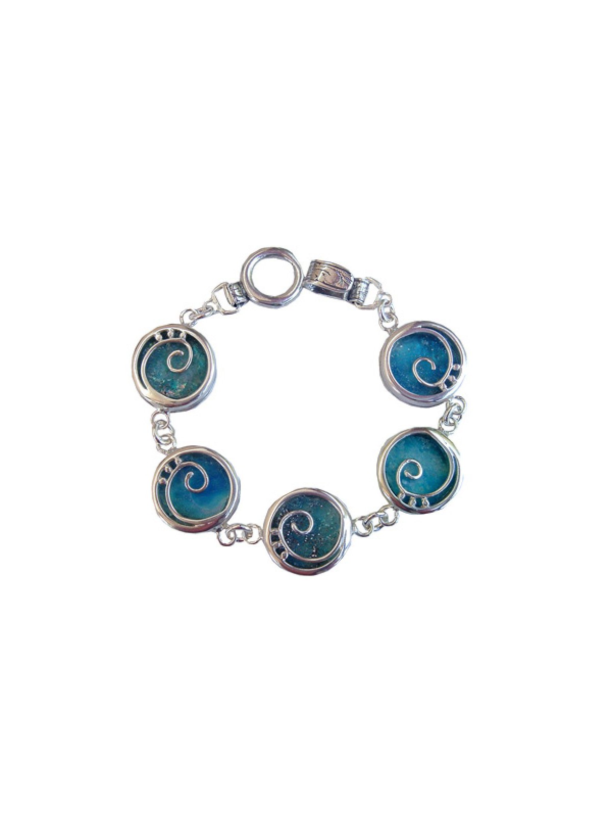 Michal Kirat Sterling Silver Bracelet with ... | Roman Glass Bracelets