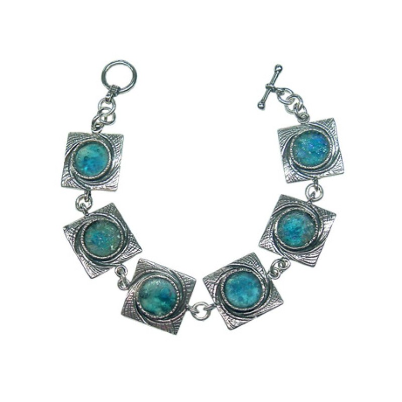 Michal Kirat Bracelet with Roman Glass Set ... | Roman Glass Bracelets