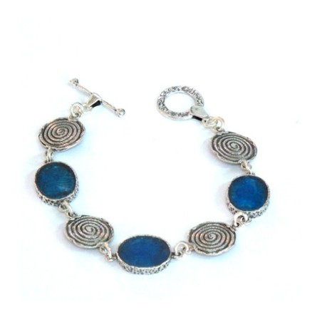 Michal Kirat Sterling Silver Bracelet with ... | Roman Glass Bracelets