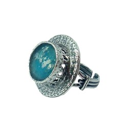 Michal Kirat Sterling Silver Ring with Large Round R... | Jewish Rings