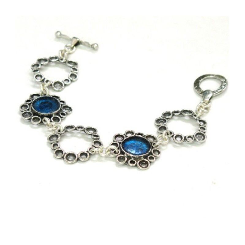 Michal Kirat Bracelet Sterling Silver Flora... | Roman Glass Bracelets