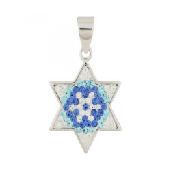 Gold Filled Star of David Pendant Blue Wh... | Jewish Gift from Israel