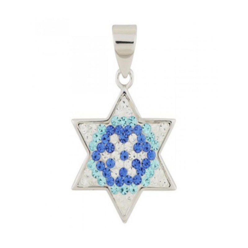 Gold Filled Star of David Pendant Blue Wh... | Jewish Gift from Israel