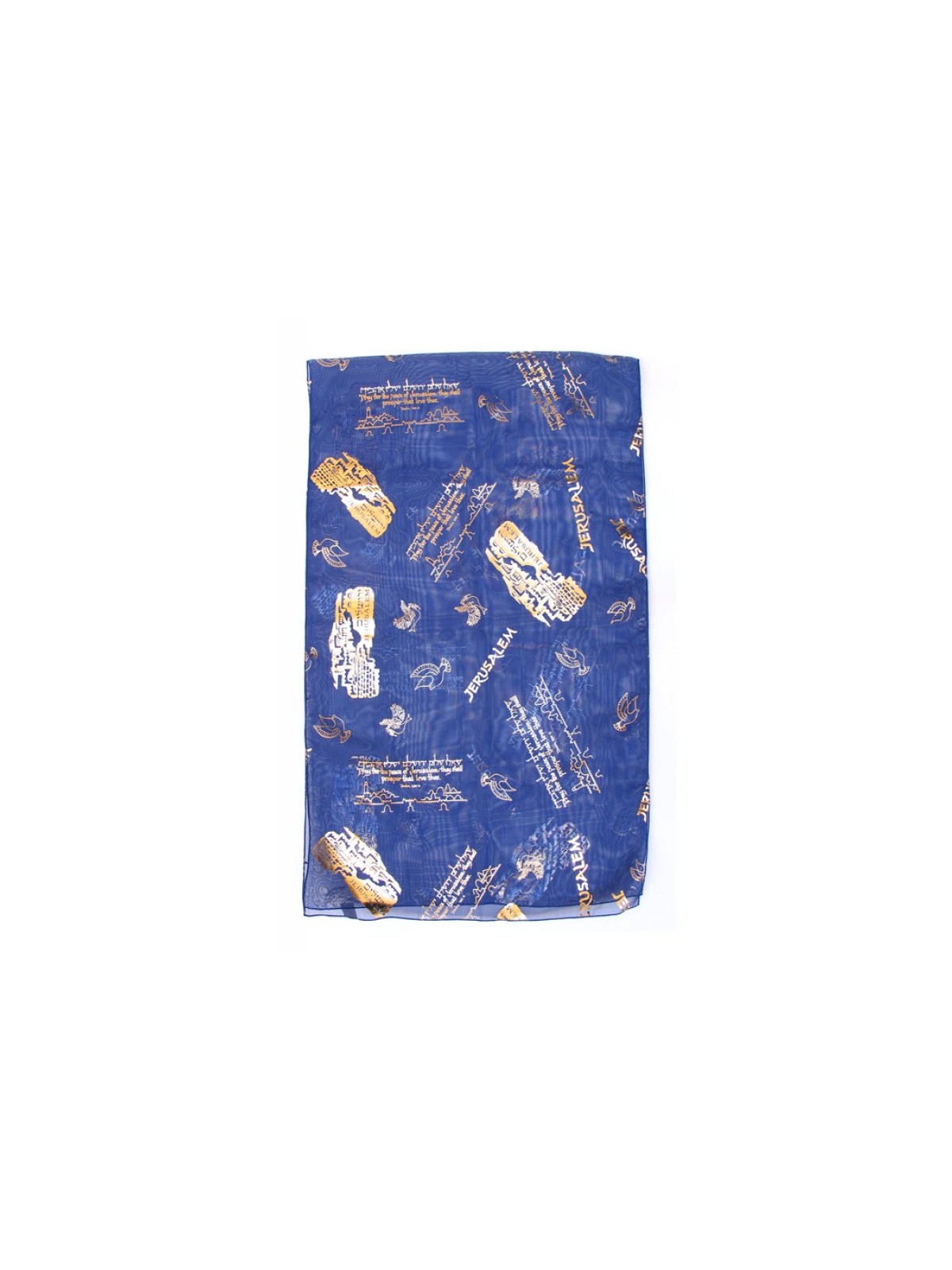 Womans Head Scarf Gold Jerusalem Images with Dove ... | Jewish Scarves