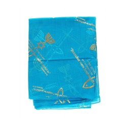 Womans Head Scarf with Menorah Star of David Fish ... | Jewish Scarves