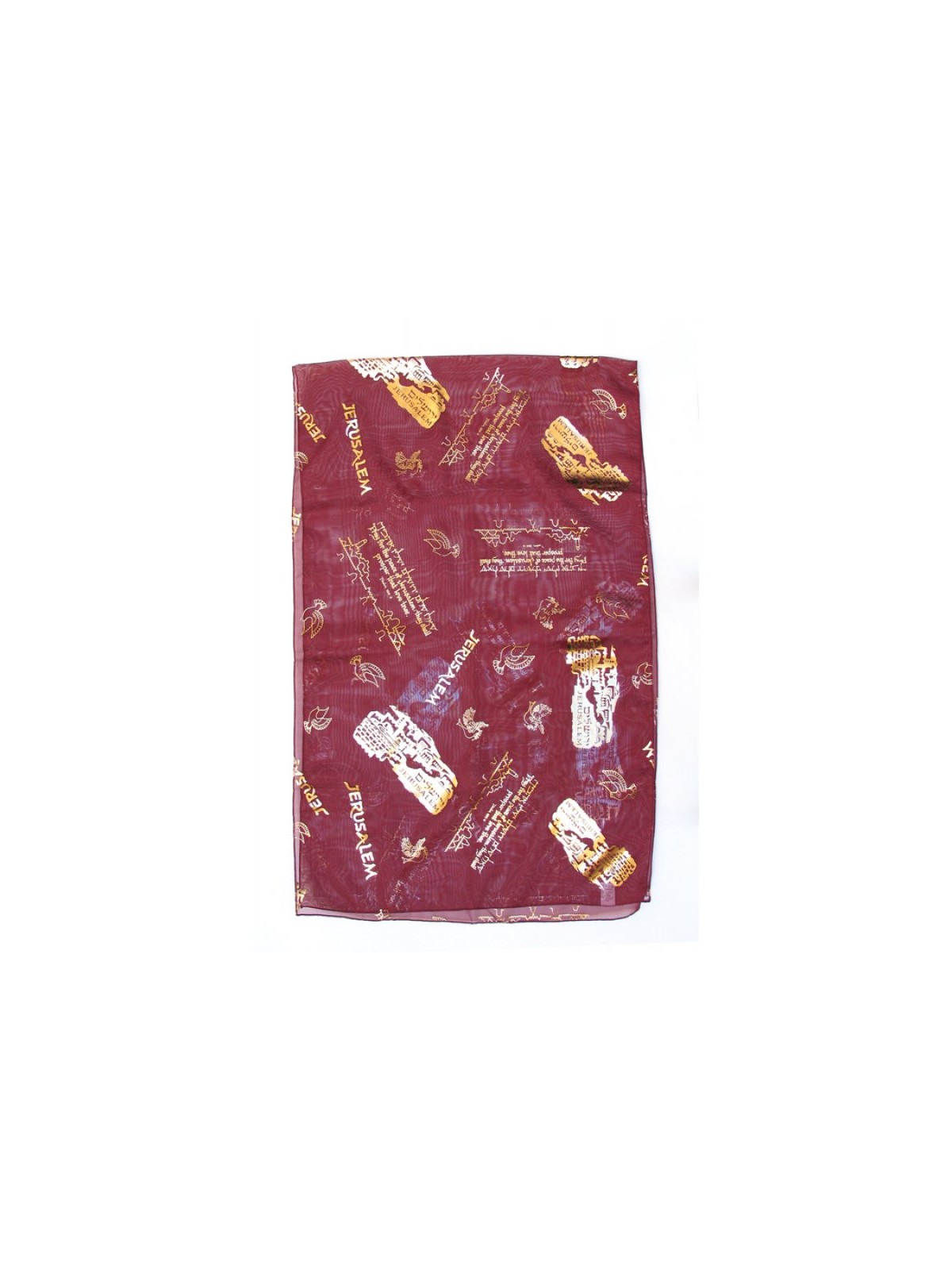 Womans Head Scarf Gold Jerusalem Images with Dove ... | Jewish Scarves